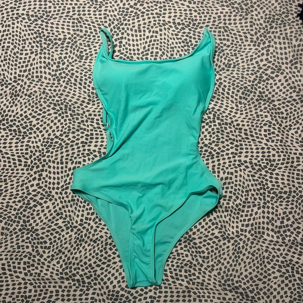 NWOT Sunny Co Pamela teal one piece bathing suit size small